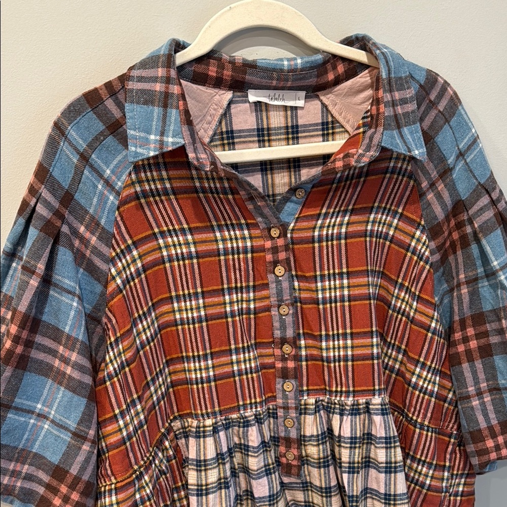 Talulah Colorful Plaid Flannel Button-Up Shirt